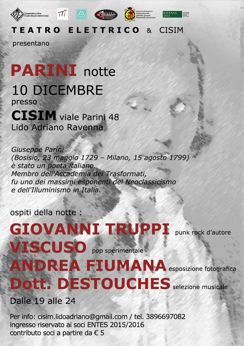 10 dicembre 2015 – Parini Notte – con: Giovanni Truppi, Viscuso, Andrea Fiumana e Dott. Destouches