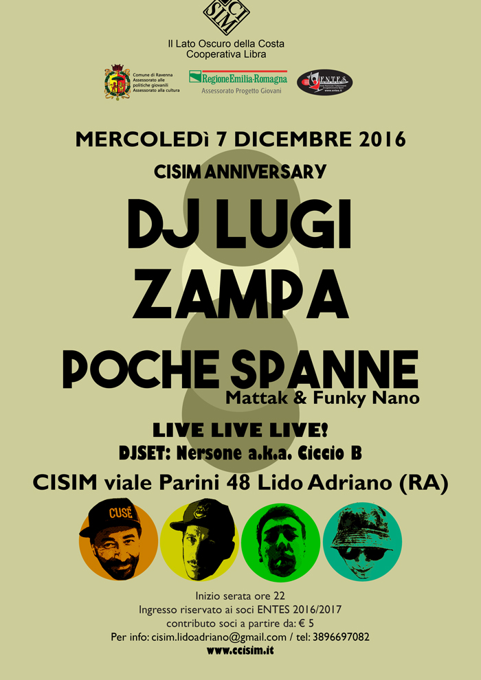 MER 7 DIC – RAP Cisim: Dj Lugi – Zampa – Poche Spanne LIVE