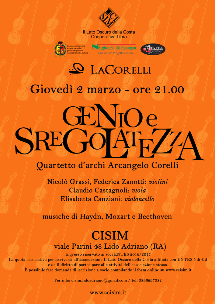 GIO 02 MAR – LaCorelli: Genio e sregolatezza – Quartetto d’archi